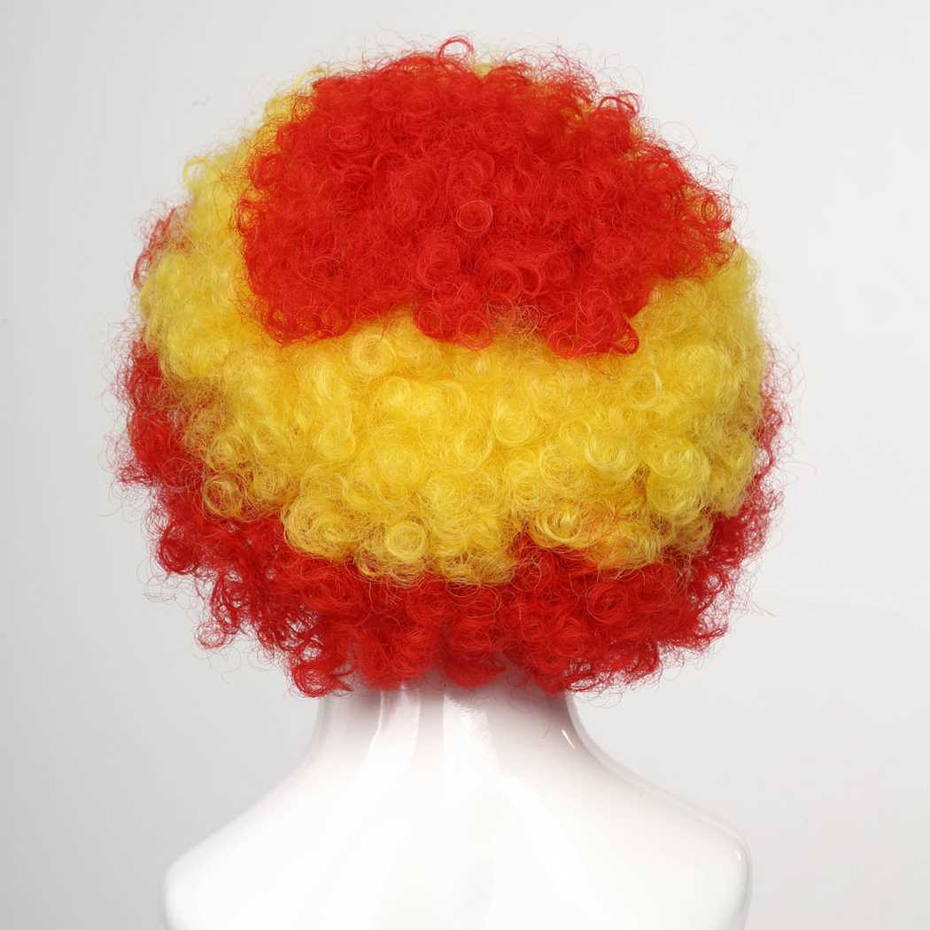 flagwigs, football wigs, fan wigs, afro wigs, mullet wigs, bob wigs, euro wigs,  premier league wigs,Spain Afro Wig 