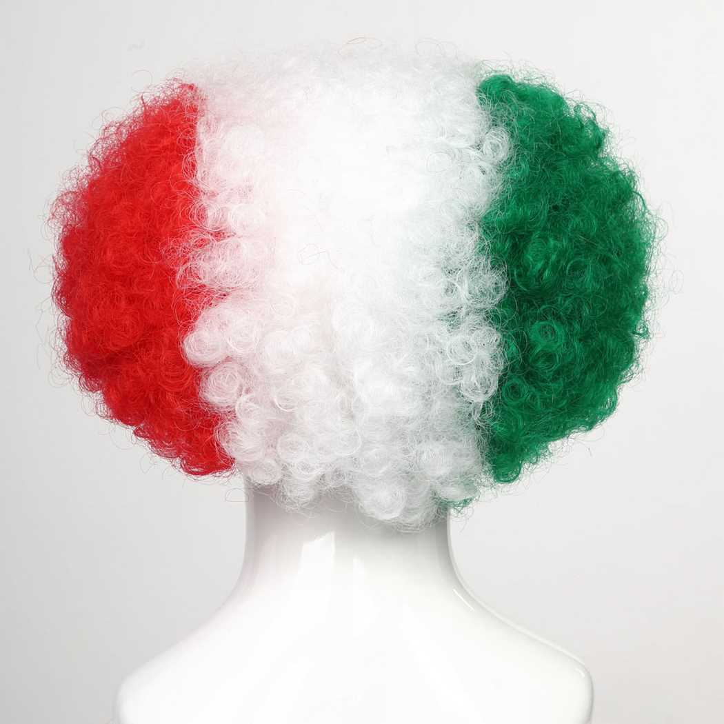 flagwigs, football wigs, fan wigs, afro wigs, mullet wigs, bob wigs, euro wigs,  premier league wigs,Italy Afro Wig 