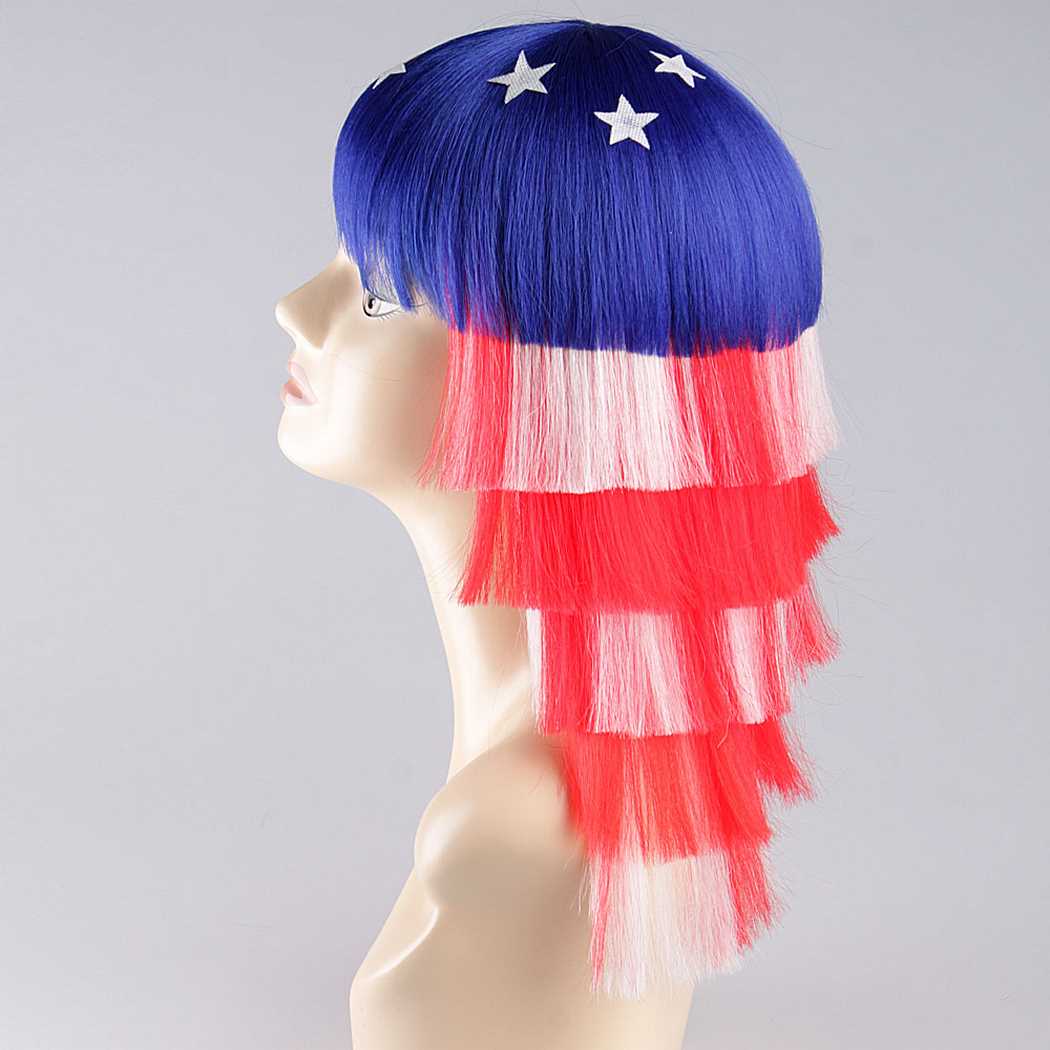 flagwigs, football wigs, fan wigs, afro wigs, mullet wigs, bob wigs, euro wigs,  premier league wigs,United States Long Wig