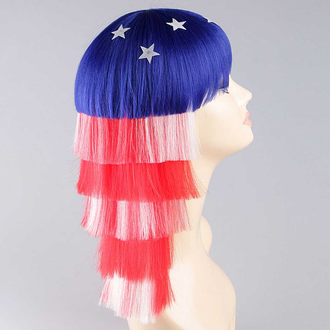 flagwigs, football wigs, fan wigs, afro wigs, mullet wigs, bob wigs, euro wigs,  premier league wigs,United States Long Wig