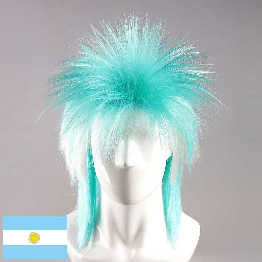 flagwigs, football wigs, fan wigs, afro wigs, mullet wigs, bob wigs, euro wigs,  premier league wigs,Argentina Mullet Wig