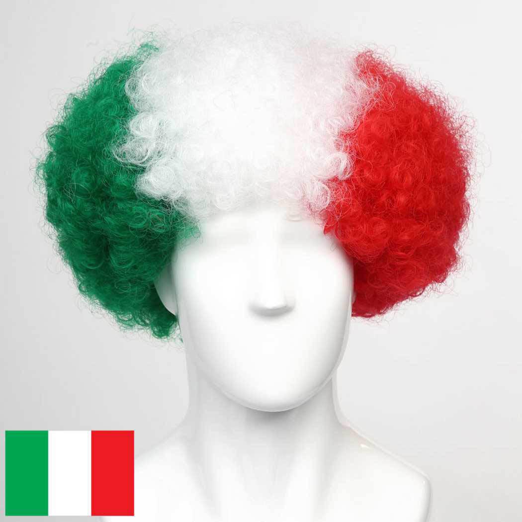 flagwigs, football wigs, fan wigs, afro wigs, mullet wigs, bob wigs, euro wigs,  premier league wigs,Italy Afro Wig 