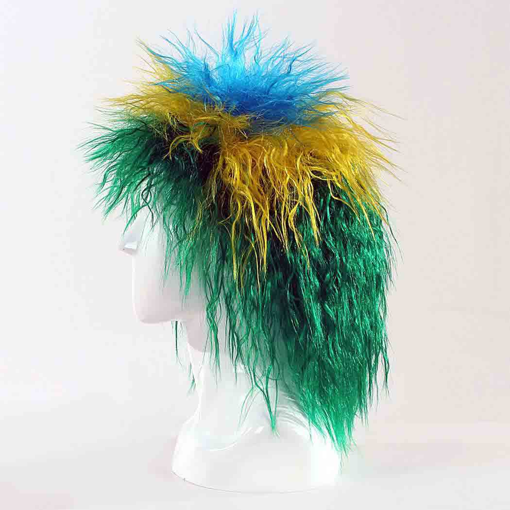 flagwigs, football wigs, fan wigs, afro wigs, mullet wigs, bob wigs, euro wigs,  premier league wigs,Brazil Curly Mullet Wig