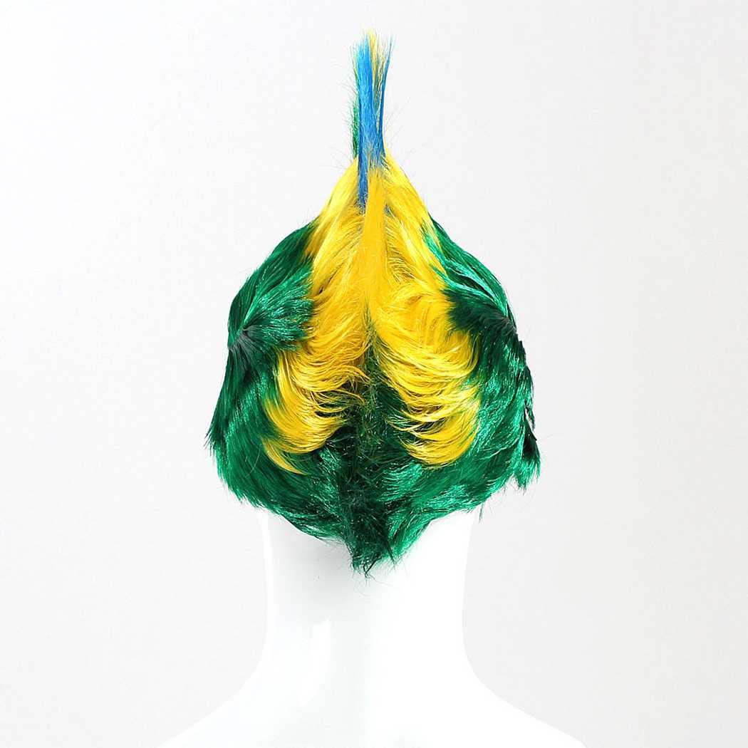 flagwigs, football wigs, fan wigs, afro wigs, mullet wigs, bob wigs, euro wigs,  premier league wigs,Brazil Punk Mullet Wig